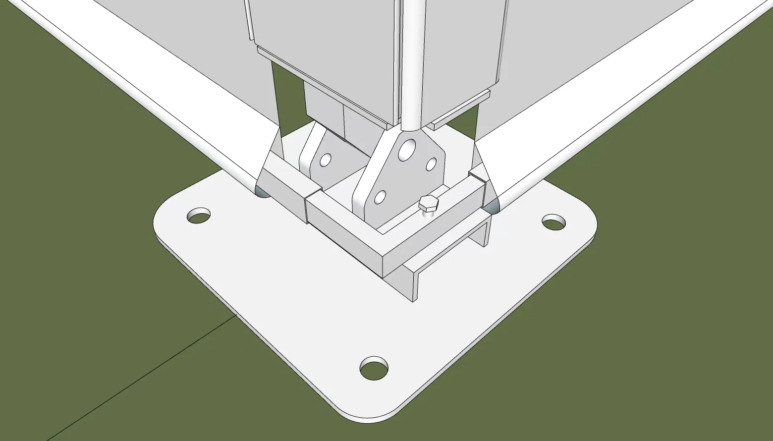 Ground anchor detail for basketball tent