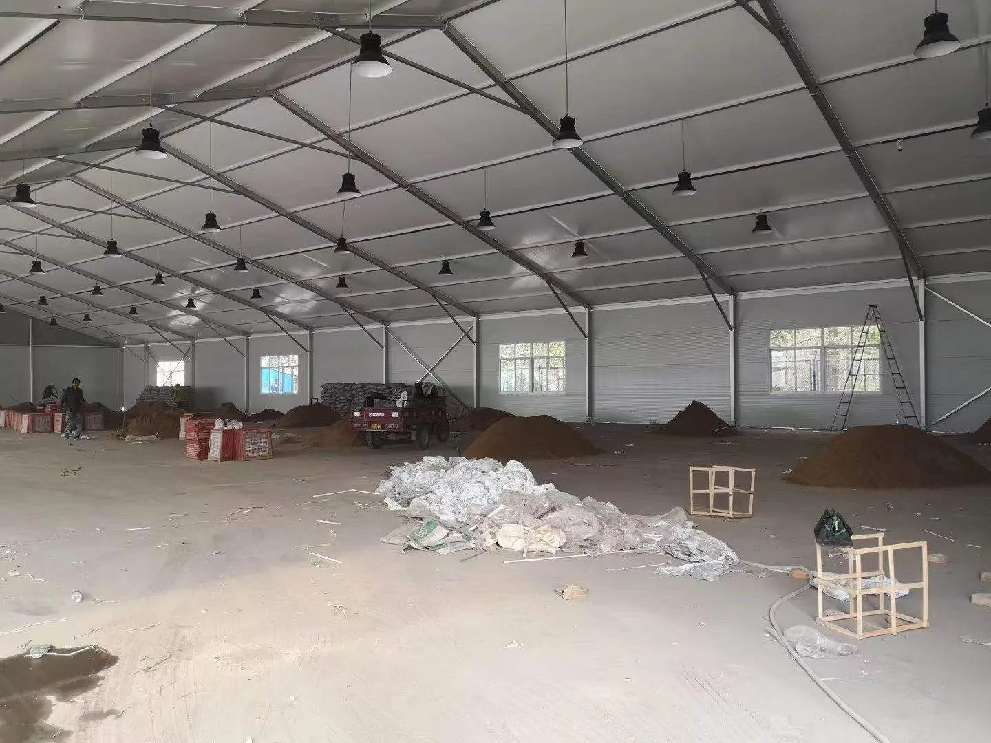 Basketball tent interior after enclosure